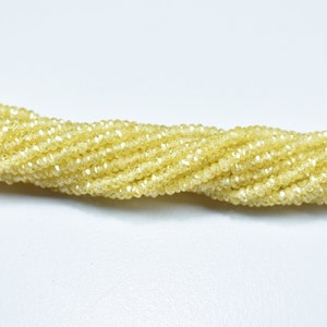 Yellow Cubic Zircon Faceted Rondelle Beads, 2.5mm Zircon Rondelle Beads, Cubic Zircon Beads, Zircon Beads Strand, Zircon Micro Faceted Beads