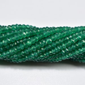 3.5-5mm Green Onyx Faceted Rondelle Beads, Natural Green Onyx Beads, Green Onyx Rondelle Shape Beads, Faceted Beads, Green Onyx Beads Strand