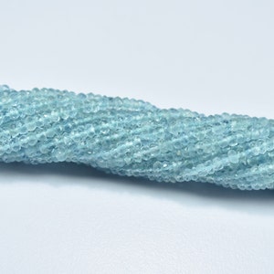 AAA++ Quality Aquamarine Rondelle Beads, Aquamarine Faceted Beads, Natural Aquamarine Beads, Aquamarine Beads Strand, Aquamarine Gemstone
