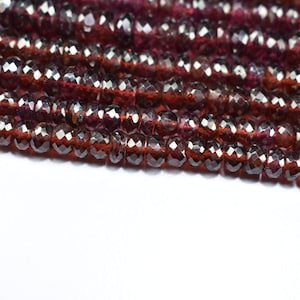 Mozambique Garnet Rondelle Faceted Beads, AAA Quality Garnet Faceted Beads, Natural Garnet Beads, Red Garnet Beads, Garnet Gemstone Beads