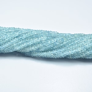 Top Quality Aquamarine Faceted Beads, 3.5mm Aquamarine Rondelle Shape Beads, Natural Aquamarine Beads, Aquamarine Beads Strand, Aquamarine