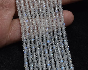 Rainbow Moonstone Faceted Rondelle Beads, 3mm Moonstone Faceted Beads, Natural Moonstone Beads, Rainbow Moonstone, Moonstone Wholesale Beads
