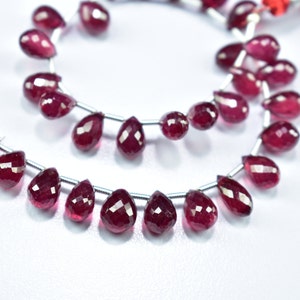 AAA Ruby Glass Filled Faceted Teardrop Beads, Glass Filled Ruby Side Drill Beads, Glass Filled Ruby Drops Beads, Ruby Glass Filled Briolette