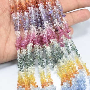 Multi Sapphire Faceted Teardrop Beads, Top Quality Sapphire Drops Beads, Natural Multi Sapphire Beads, Sapphire Faceted, Sapphire Briolette