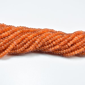 Natural Carnelian Smooth Rondelle Beads, Carnelian Gemstone Beads, 3.5-5mm Carnelian Plain Bead, Carnelian Rondelle, Carnelian Beads Strand
