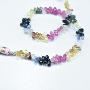 Multi Sapphire Teardrop Beads, Natural Multi Sapphire, Sapphire Briolette Beads, Sapphire Faceted Drops Beads, Sapphire Side Drill Beads
