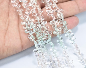 Natural Aquamarine Faceted Pear Beads, 4X6-4.5X6.5mm Aquamarine Faceted Beads, Aquamarine Pear Shape Briolette, Aquamarine Handmade Beads