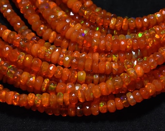 3,5-5 mm Oranje Ethiopische opaal gefacetteerde kralen, Oranje opaal rondelle kralen, AAA-kwaliteit Ethiopische opaal kralen, edelsteen kralen, glanzende opaal
