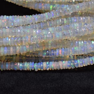 Top Quality Ethiopian Opal Tyre Faceted Beads, Ethiopian Opal Heishi Beads, Natural Opal Faceted Beads, Opal Wheel Cut Bead, Fire Opal Beads
