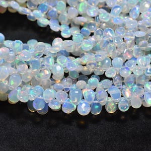 Ethiopian Opal Smooth Pear Beads, AAA++ Opal Briolette Beads, Natural Ethiopian Opal Gemstone, Opal Plain Pear Shape Bead, Flashy Opal Beads