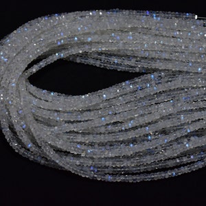 3.5-4mm Rainbow Moonstone Faceted Rondelle Beads, Moonstone Faceted Beads, Natural Moonstone Beads, Rainbow Moonstone, Moonstone Wholesale