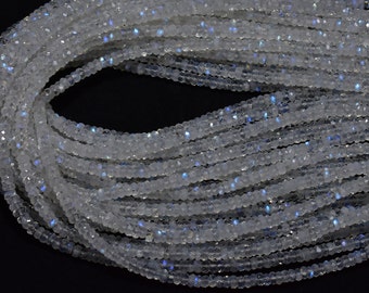 3.5-4mm Rainbow Moonstone Faceted Rondelle Beads, Moonstone Faceted Beads, Natural Moonstone Beads, Rainbow Moonstone, Moonstone Wholesale