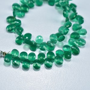 AAA Green Onyx Pear Faceted Beads, Natural Green Onyx Faceted Beads, Green Onyx Pear Bead, Green Onyx Briolette, Green Onyx Side Drill Beads