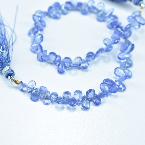 Natural Tanzanite Faceted Pear Beads, 3.5X5.5-4X6.5mm Tanzanite Beads, Tanzanite Pear Shape Beads, Tanzanite Briolette Beads, Gemstone Beads