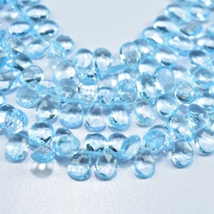 AAA++ Sky Blue Topaz Faceted Pear Beads, Topaz Faceted Beads, Topaz Pear Shape Beads, Sky Blue Topaz Briolette Beads, Topaz Gemstone Beads