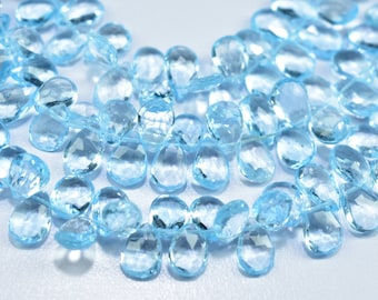AAA++ Sky Blue Topaz Faceted Pear Beads, Topaz Faceted Beads, Topaz Pear Shape Beads, Sky Blue Topaz Briolette Beads, Topaz Gemstone Beads