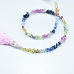 Multi Sapphire Drops Faceted Beads, Sapphire Gemstone Beads, Natural Multi Sapphire Bead, Multi Sapphire Teardrop Briolette, Sapphire Strand
