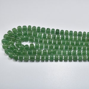 Green Strawberry Quartz Melon Beads, Green Strawberry Carved Rondelle, Strawberry Quartz Carving Beads, Natural Green Strawberry Beads