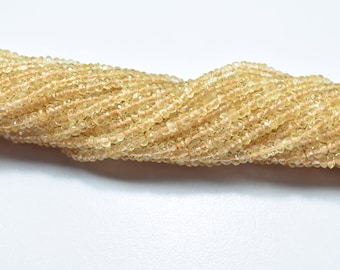 Contas de Citrino Facetadas em Formato de Rondelle de 3 mm, Contas de Citrino Natural, Fio de Citrino de 33 cm, Contas de Citrino Facetadas, Contas de Citrino Feitas à Mão