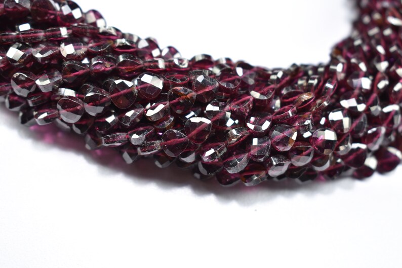 Natural Garnet Well Cut Heart Shape Gemstone Faceted Beads 13 inch 1 Strand 5X5mm