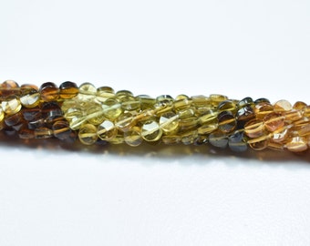 4mm Petro Tourmaline Faceted Coin Beads, Natural Tourmaline Beads,  Tourmaline Coin Shape Beads, Tourmaline Gemstone Beads, Tourmaline Beads