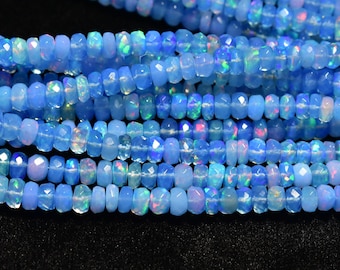AAA Lavender Opal Faceted Rondelle Beads, 3.5-5mm Lavender Opal Rondelle Beads, Fire Opal Bead, Ethiopian Opal Gemstone Beads, Lavender Opal