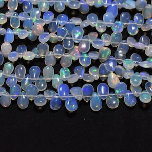 8 Inch Ethiopian Opal Smooth Pear Beads, Natural Ethiopian Opal Pear, Ethiopian Opal Briolette, Welo Opal Beads, Fire Opal Beads, Opal Pear