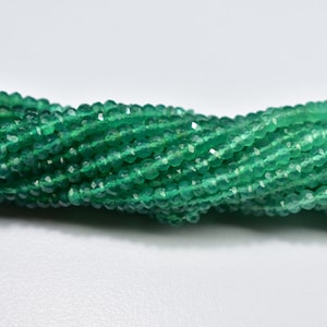 AAA Green Onyx Faceted Rondelle Beads, Green Onyx Natural Beads, 3.5mm Green Onyx Rondelle Shape Beads, 13 Inch Green Onyx, Faceted Beads