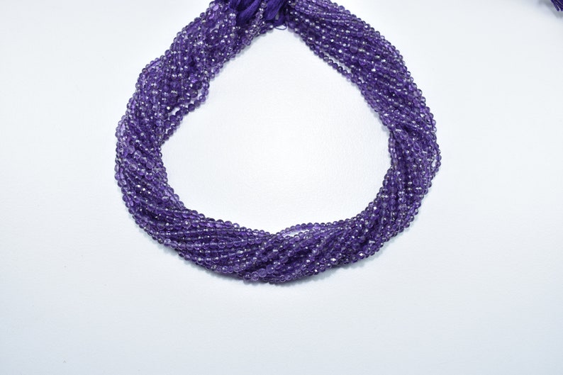 5 Strands Natural African Amethyst Round ball Faceted Gemstone Beads 13 Inch Strand 3mm
