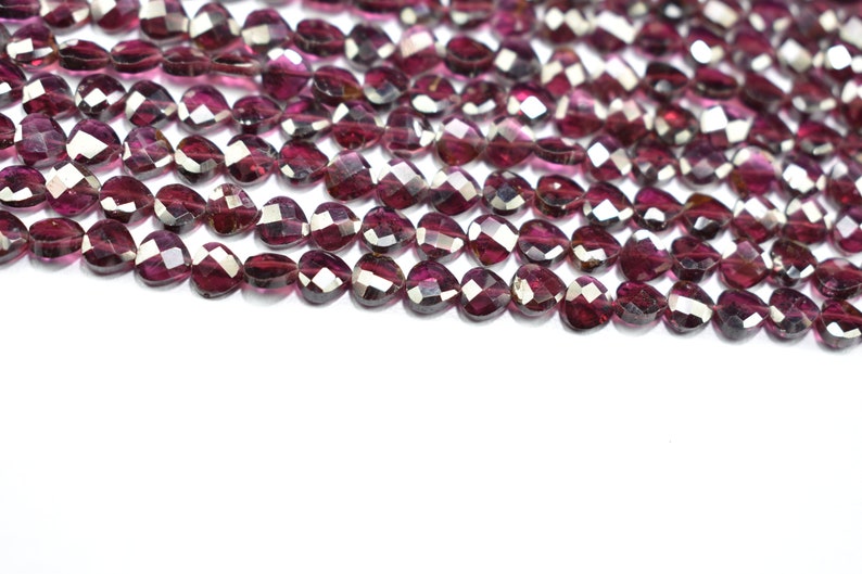 Natural Garnet Well Cut Heart Shape Gemstone Faceted Beads 13 inch 1 Strand 5X5mm