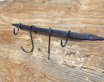 Hand Forged Hammered Pot Rack With 5 Hooks - Etsy