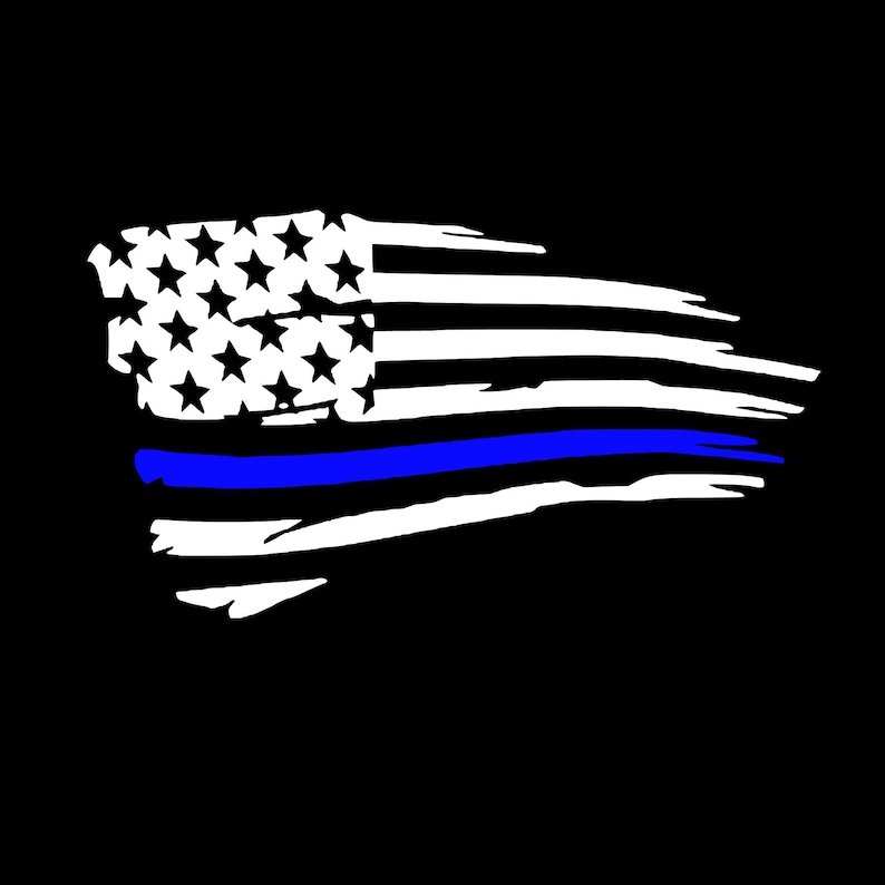 Worn Flag with Thin Blue Line