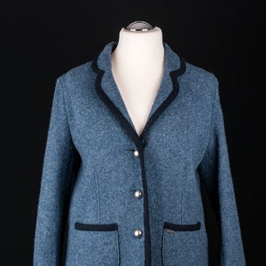 Women's jacket in traditional style, blue, vintage from the 90s, retro in a loden-like look. image 1