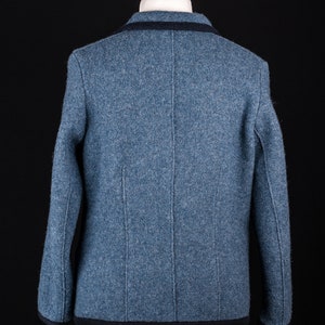 Women's jacket in traditional style, blue, vintage from the 90s, retro in a loden-like look. image 3