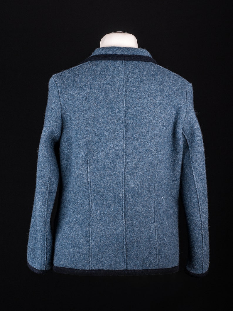 Women's jacket in traditional style, blue, vintage from the 90s, retro in a loden-like look. image 3