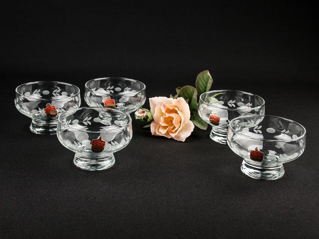 Desertschalen Set 5 Stück Kristallglas Vintage Tischgeschirr Retro Tischkultur