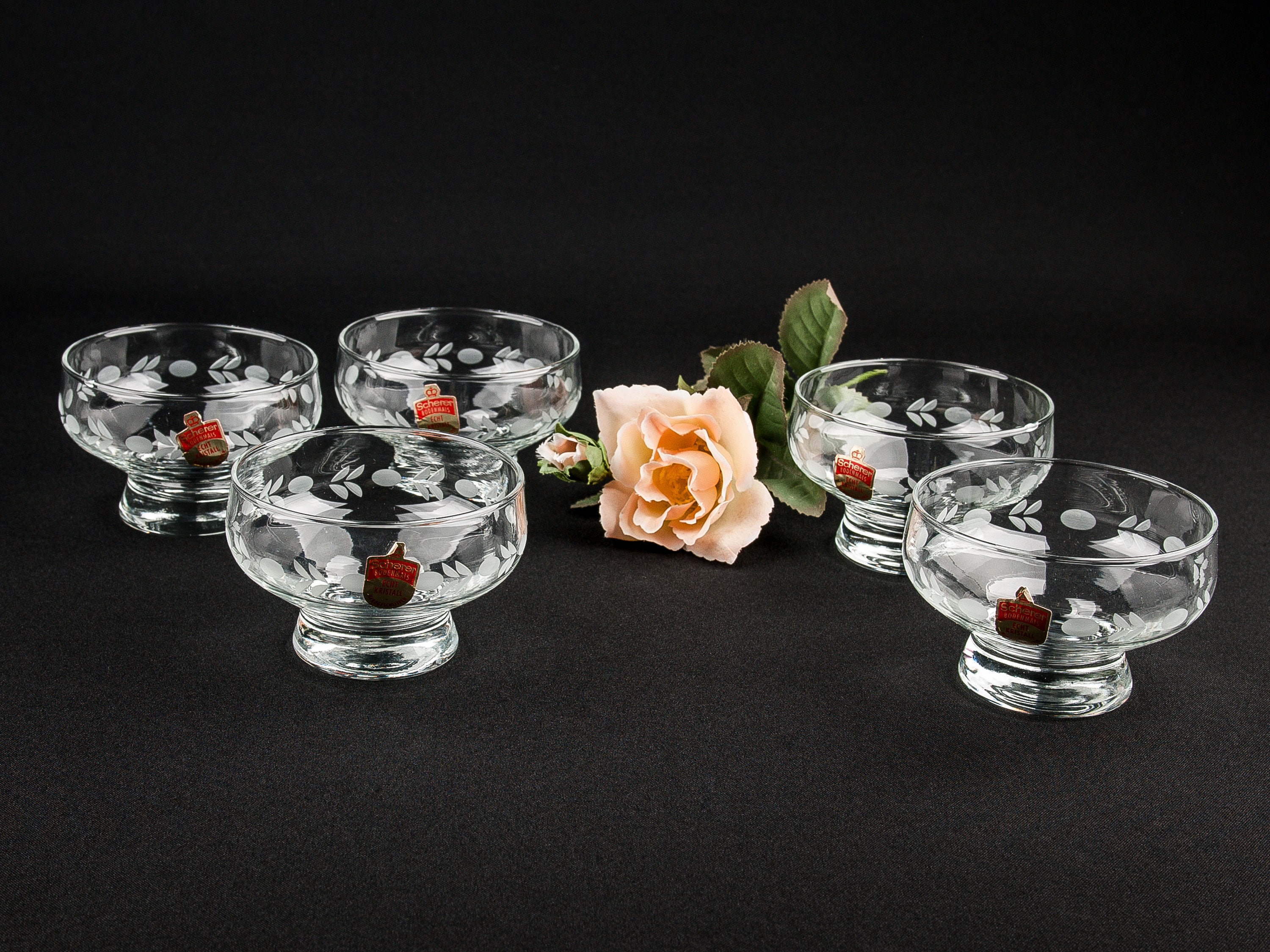 Desertschalen Set 5 Stück Kristallglas Vintage Tischgeschirr Retro Tischkultur