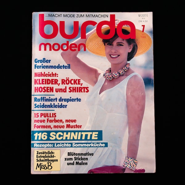 Burda Moden, Modeheft aus 1986, Vintage Mode, Retro DIY mit Anleitungen.