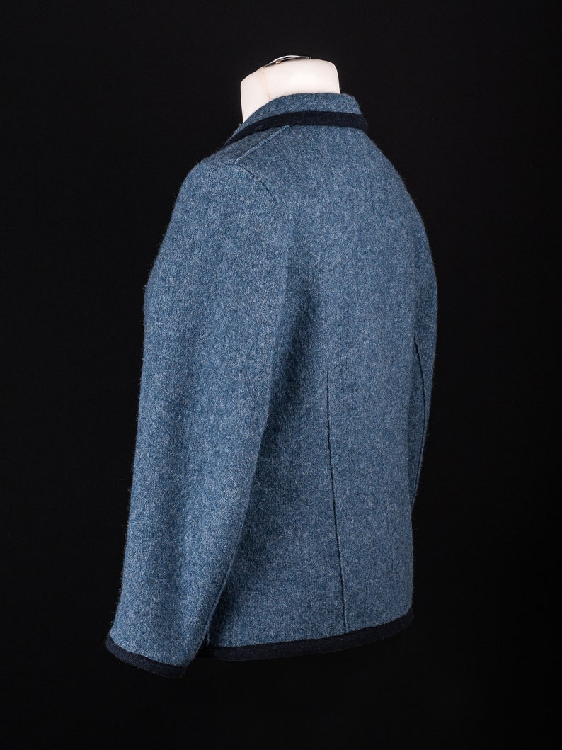 Women's jacket in traditional style, blue, vintage from the 90s, retro in a loden-like look. image 2