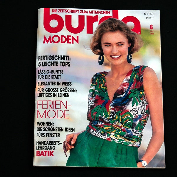 Burda Moden, Modeheft aus den 1990ern, Vintage Mode, Retro DIY mit Anleitungen.