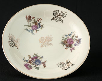 Pastry plate with floral pattern and gold rim, vintage from the 50s, cake plate, serving plate.