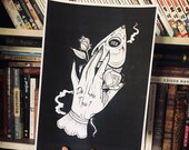 Do I Love Thee Ouija Board Art Print, Tattoo Inspired, pastel goth, spooky sweet