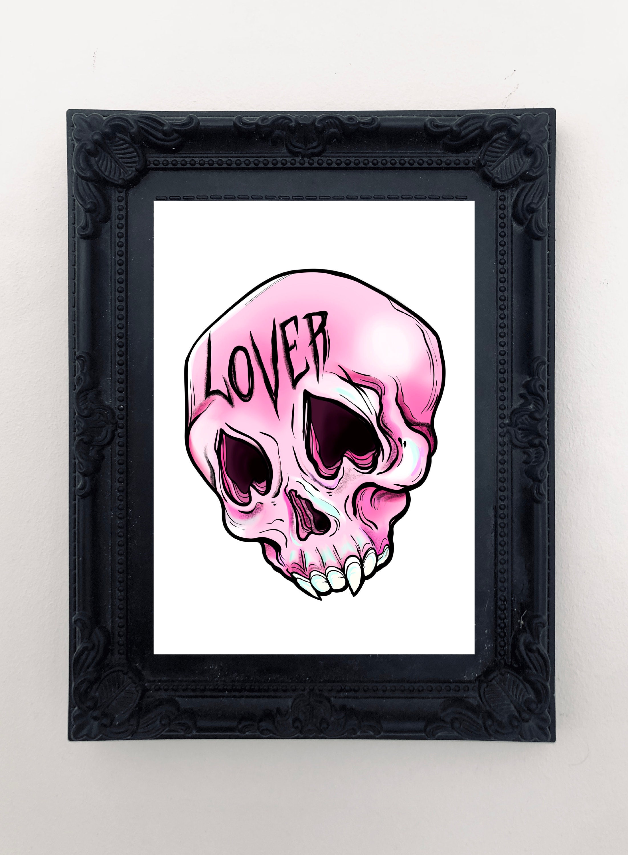 I Love Board Games - Funny Creepy Skull Gift, Fine Art Print