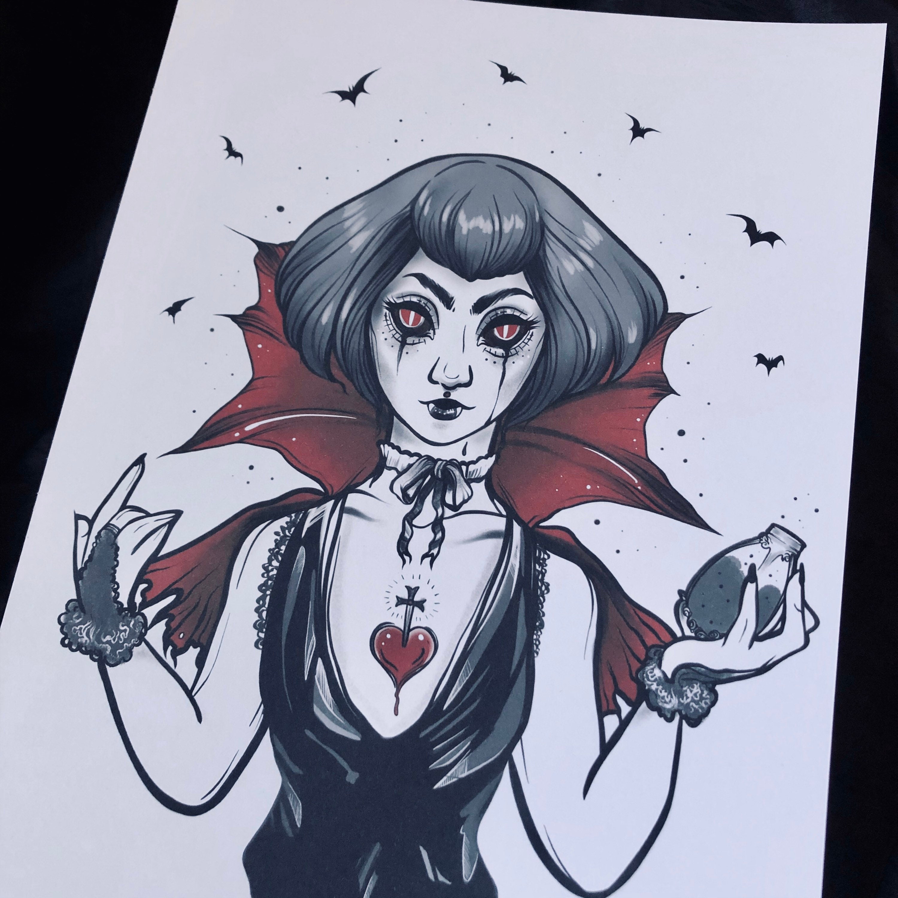 Vampire Girl Art Print Bathory Babe Pastel Goth Tattoo - Etsy Ireland Vampire Girl Art Print Bathory Babe Pastel Goth Tattoo - Etsy Ireland