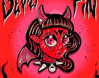 Devil Girl Head Soft Email Pin, pastel goth, satanisch, griezelig schattig, griezelig lief