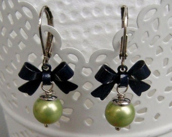 Ohrringe Pearlie Perlen mai-grün mit blau