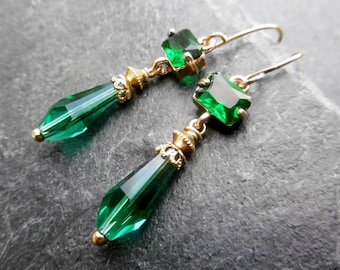 Ohrringe Emeralda grün mit gold