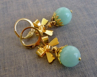 Ohrringe Schleifen Mentina mint mit gold