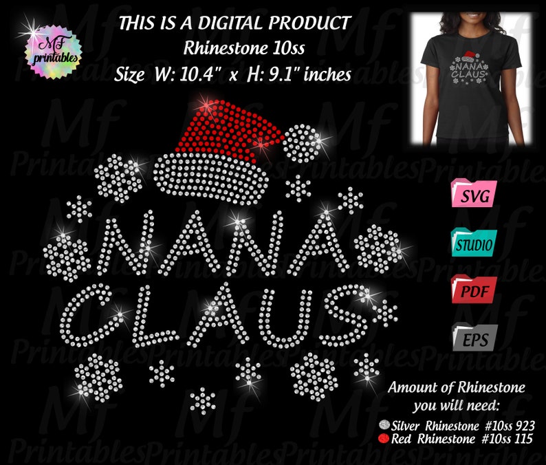 Download Nana Claus Rhinestone svg Christmas svg rhinestone ...