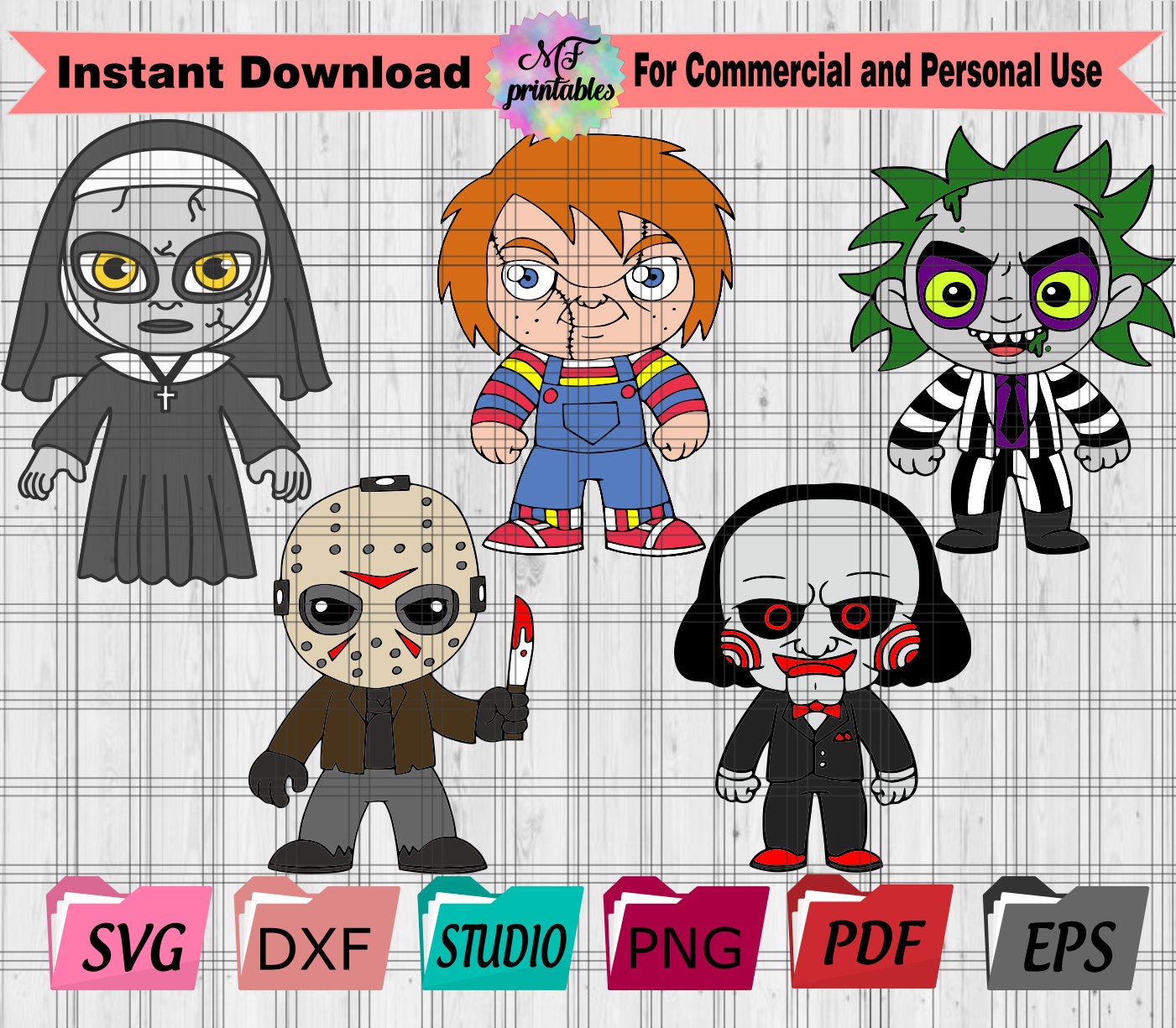 Download Bundle Horror Movie Svg Babies Horror Characters Halloween Svg Halloween Clipart Cut Files For Cricut Silhouette Cameo Svg Png Dxf